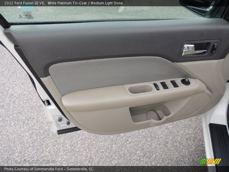 White Platinum Tri-Coat / Medium Light Stone 2012 Ford Fusion SE V6