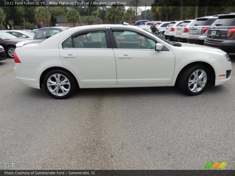 White Platinum Tri-Coat / Medium Light Stone 2012 Ford Fusion SE V6