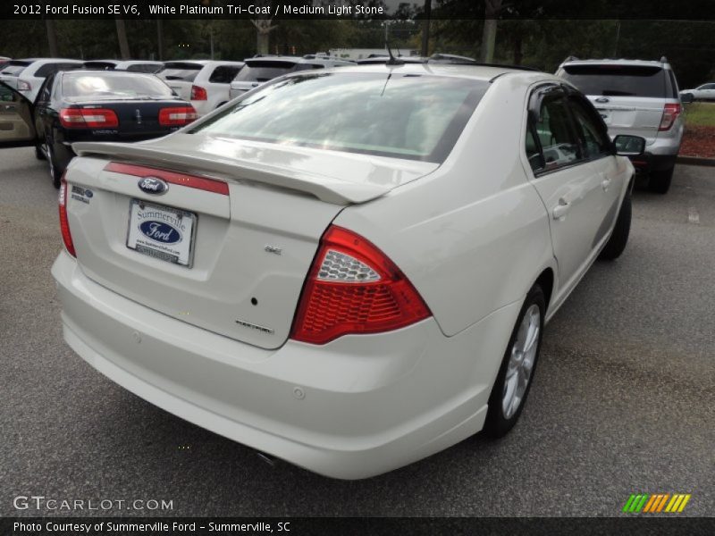 White Platinum Tri-Coat / Medium Light Stone 2012 Ford Fusion SE V6