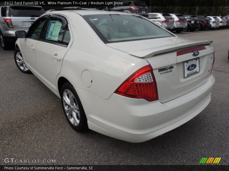 White Platinum Tri-Coat / Medium Light Stone 2012 Ford Fusion SE V6