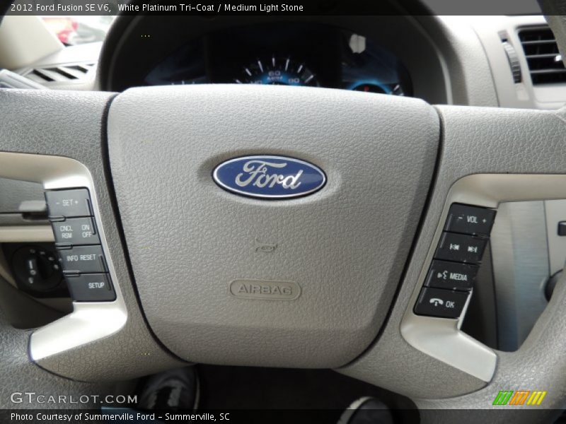White Platinum Tri-Coat / Medium Light Stone 2012 Ford Fusion SE V6