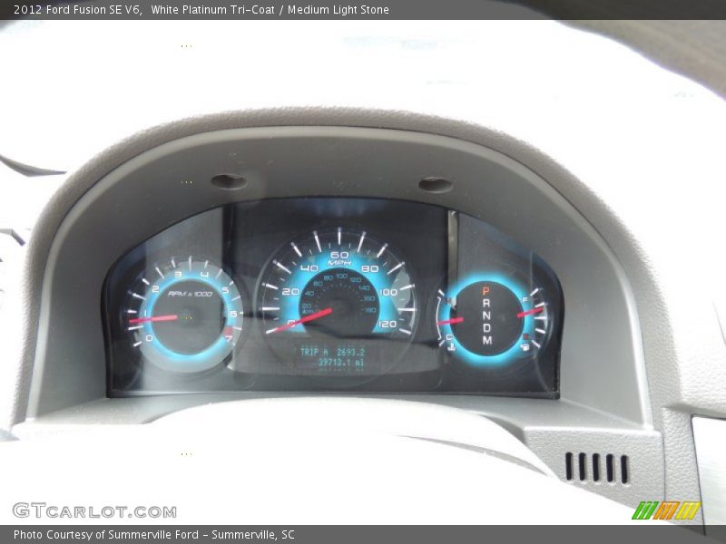 White Platinum Tri-Coat / Medium Light Stone 2012 Ford Fusion SE V6