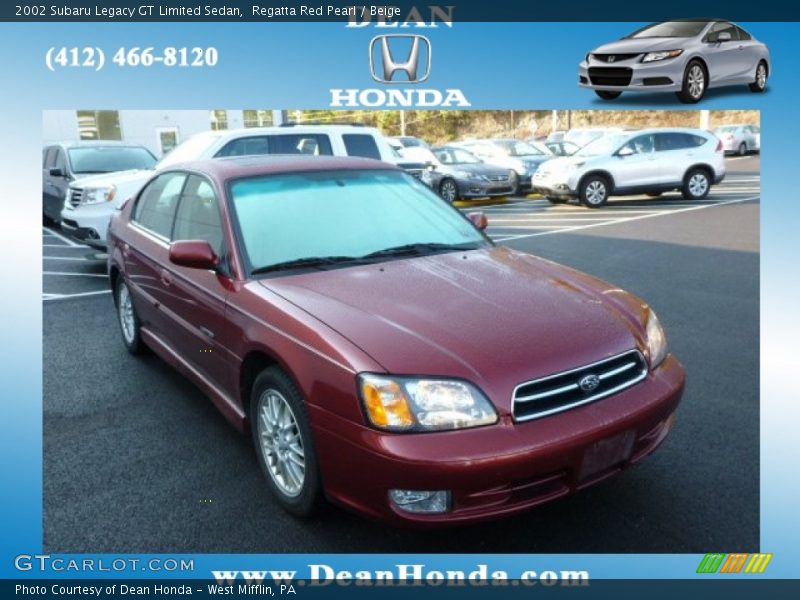 Regatta Red Pearl / Beige 2002 Subaru Legacy GT Limited Sedan