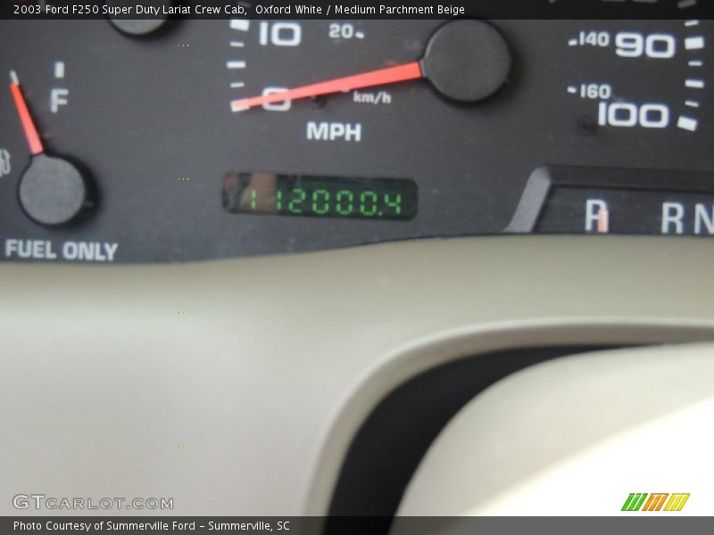 Oxford White / Medium Parchment Beige 2003 Ford F250 Super Duty Lariat Crew Cab