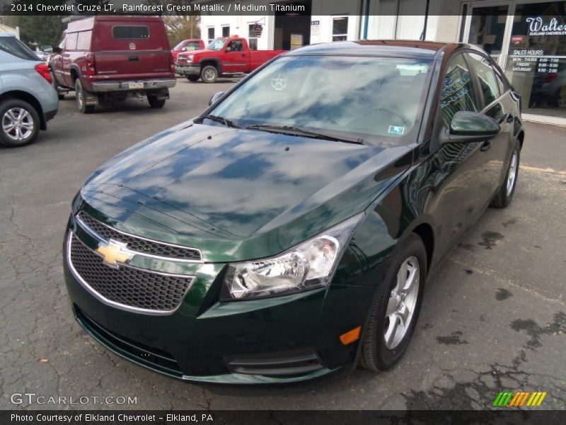 Rainforest Green Metallic / Medium Titanium 2014 Chevrolet Cruze LT