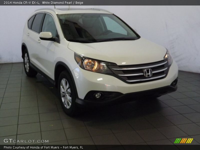 White Diamond Pearl / Beige 2014 Honda CR-V EX-L