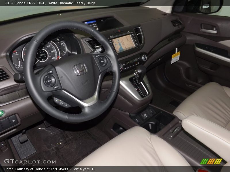 White Diamond Pearl / Beige 2014 Honda CR-V EX-L