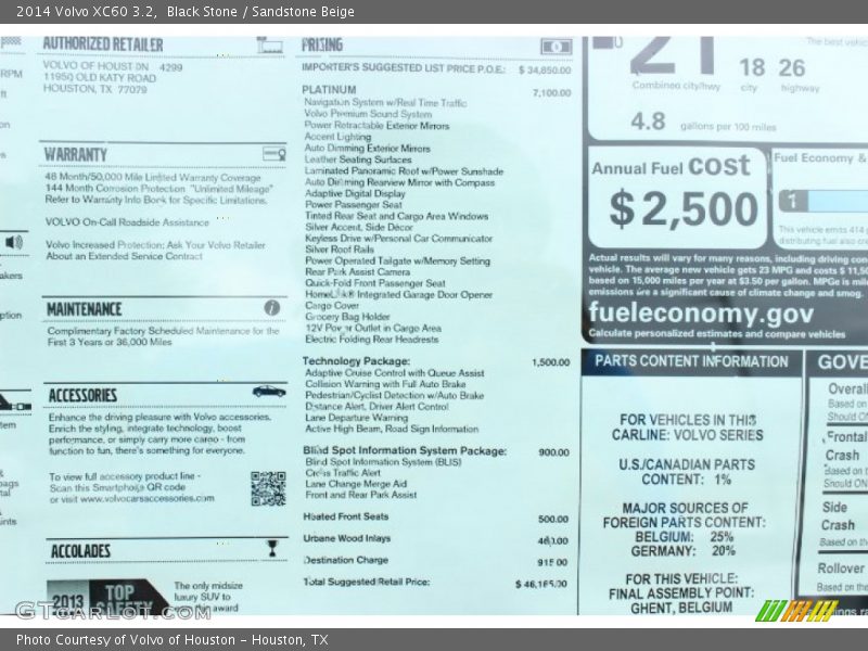 Black Stone / Sandstone Beige 2014 Volvo XC60 3.2