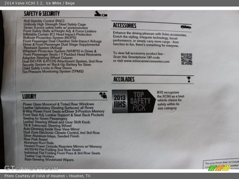 Ice White / Beige 2014 Volvo XC90 3.2