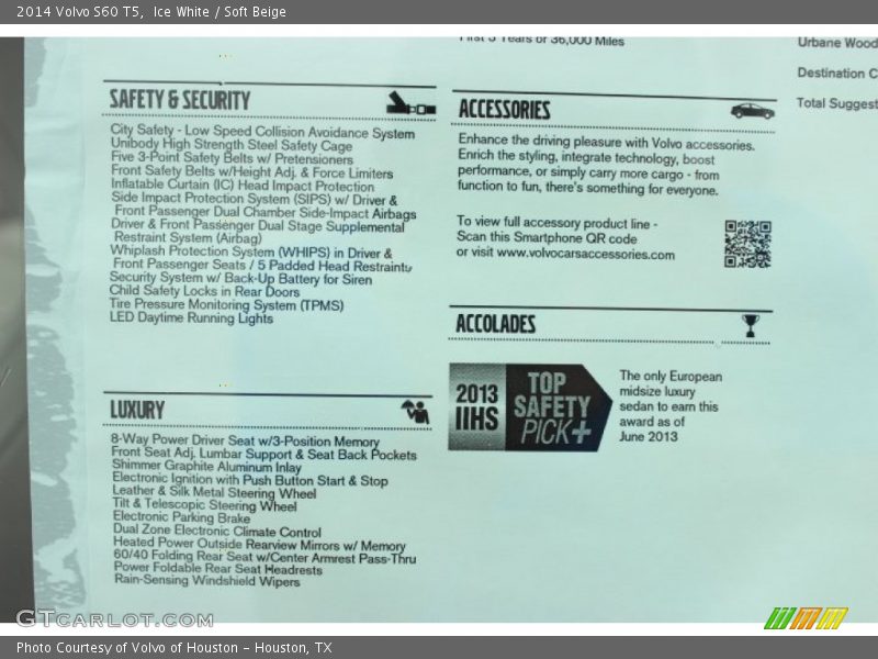 Ice White / Soft Beige 2014 Volvo S60 T5