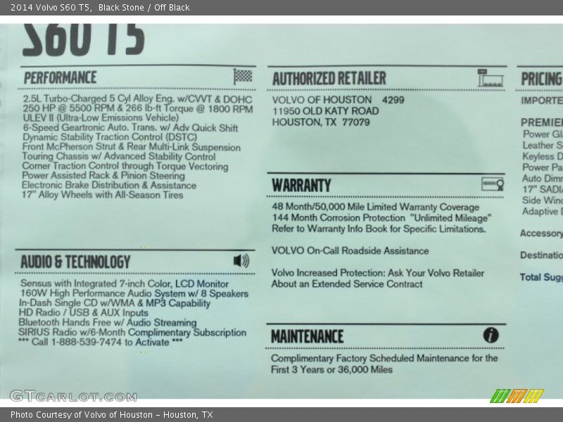 Black Stone / Off Black 2014 Volvo S60 T5