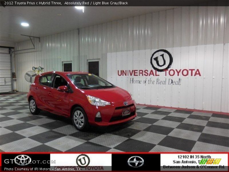 Absolutely Red / Light Blue Gray/Black 2012 Toyota Prius c Hybrid Three