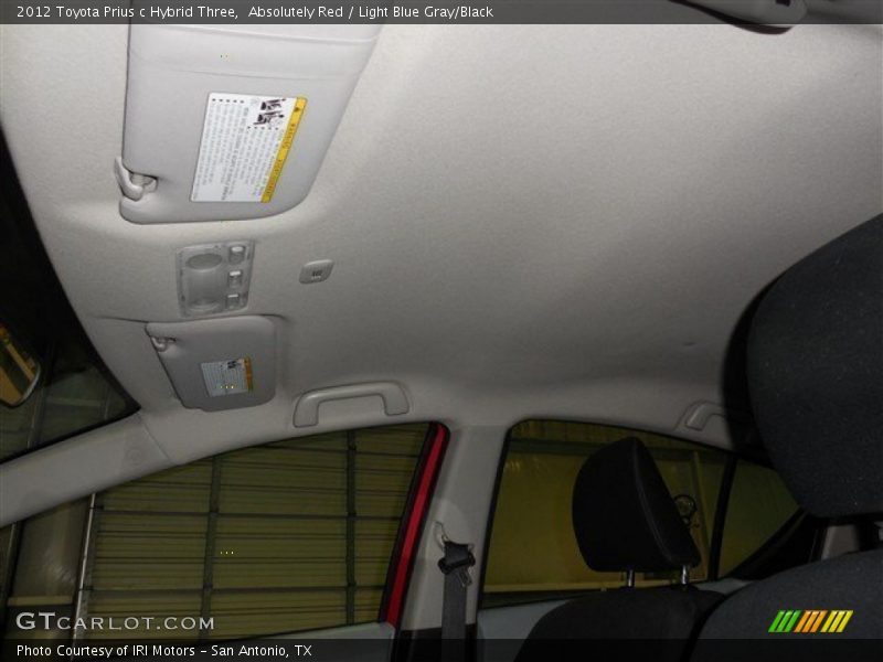 Absolutely Red / Light Blue Gray/Black 2012 Toyota Prius c Hybrid Three