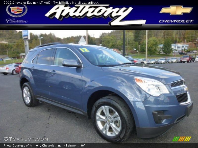 Twilight Blue Metallic / Jet Black 2012 Chevrolet Equinox LT AWD