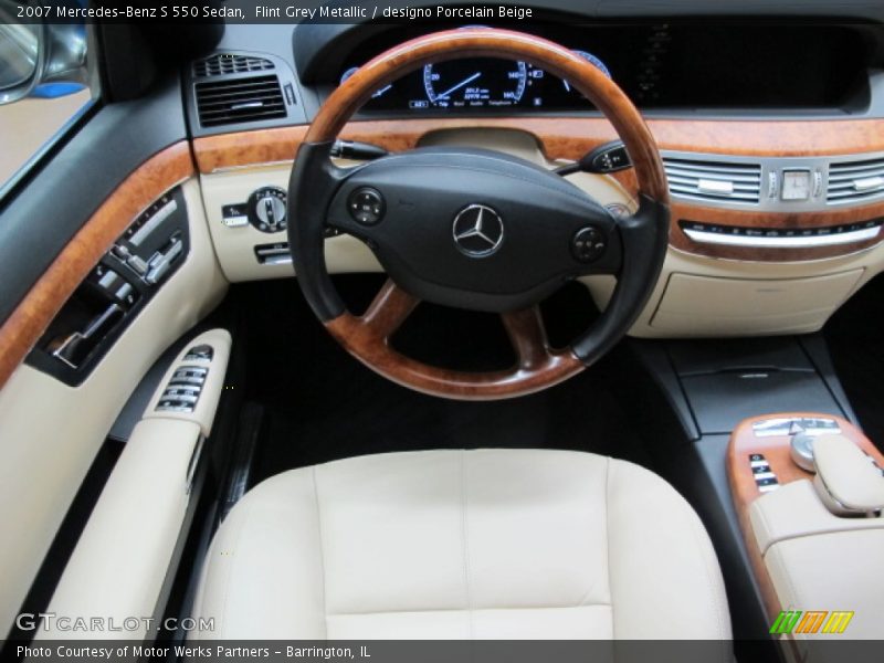 Flint Grey Metallic / designo Porcelain Beige 2007 Mercedes-Benz S 550 Sedan
