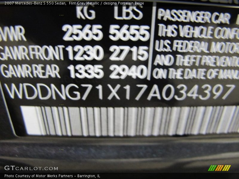 Flint Grey Metallic / designo Porcelain Beige 2007 Mercedes-Benz S 550 Sedan