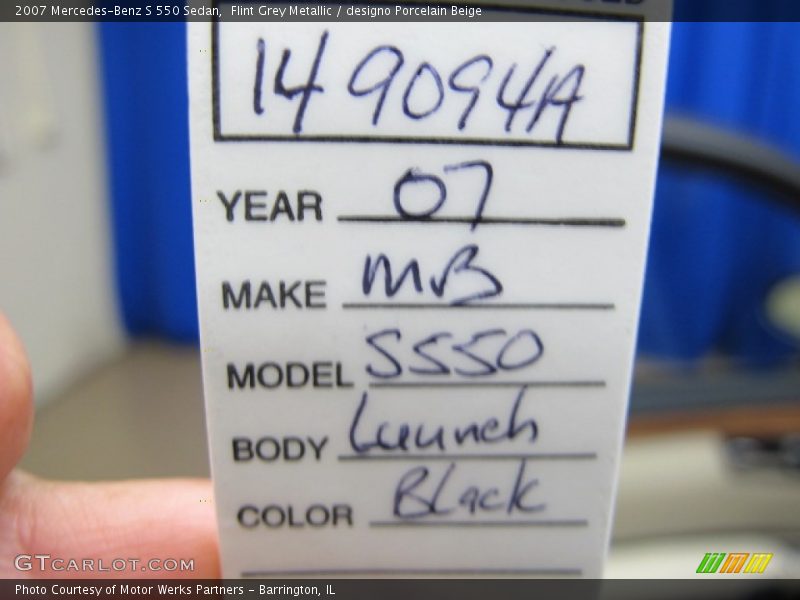 Flint Grey Metallic / designo Porcelain Beige 2007 Mercedes-Benz S 550 Sedan