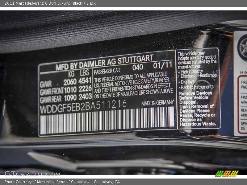 Black / Black 2011 Mercedes-Benz C 300 Luxury