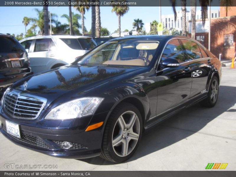 Capri Blue Metallic / Cashmere/Savanna 2008 Mercedes-Benz S 550 Sedan