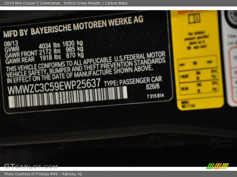 Oxford Green Metallic / Carbon Black 2014 Mini Cooper S Countryman