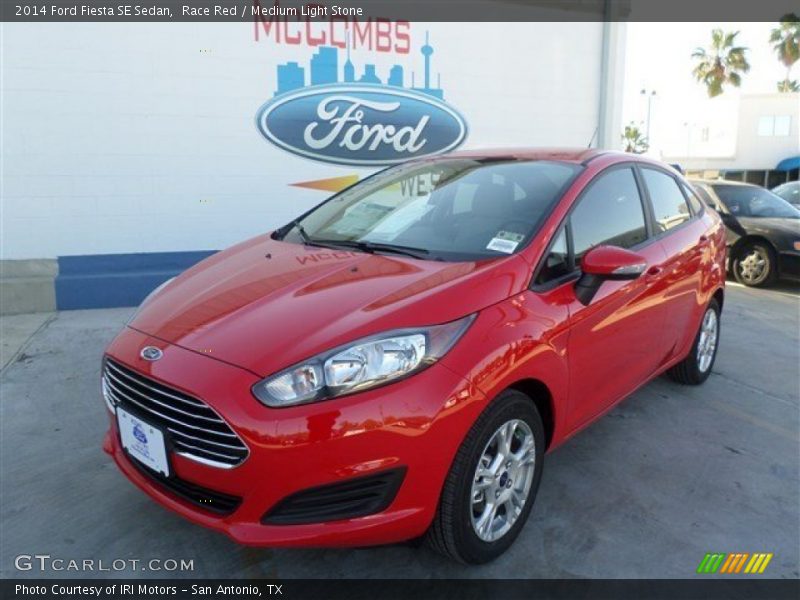 Race Red / Medium Light Stone 2014 Ford Fiesta SE Sedan