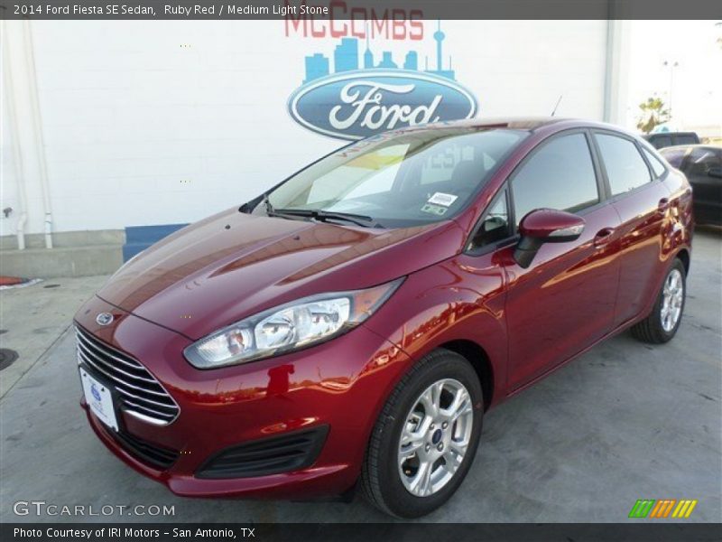 Ruby Red / Medium Light Stone 2014 Ford Fiesta SE Sedan