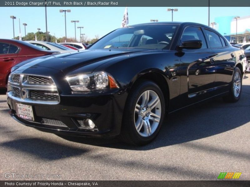 Pitch Black / Black/Radar Red 2011 Dodge Charger R/T Plus