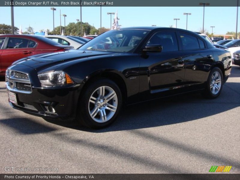 Pitch Black / Black/Radar Red 2011 Dodge Charger R/T Plus