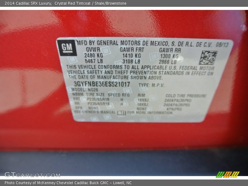 Crystal Red Tintcoat / Shale/Brownstone 2014 Cadillac SRX Luxury