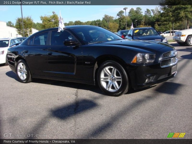 Pitch Black / Black/Radar Red 2011 Dodge Charger R/T Plus