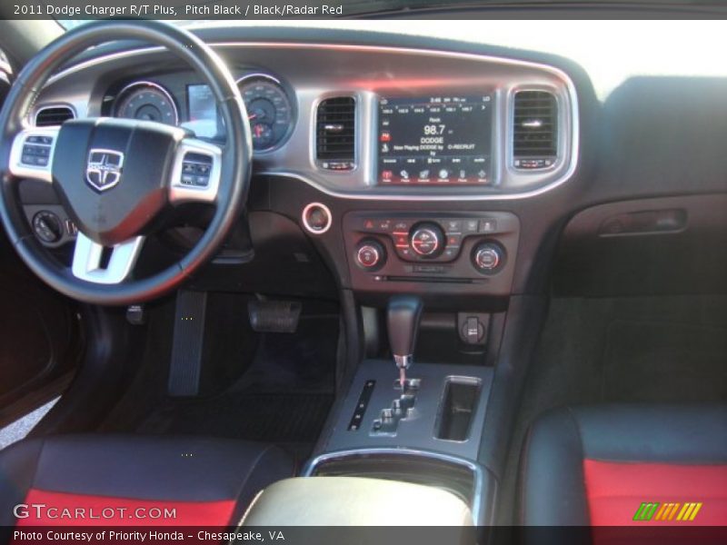 Pitch Black / Black/Radar Red 2011 Dodge Charger R/T Plus