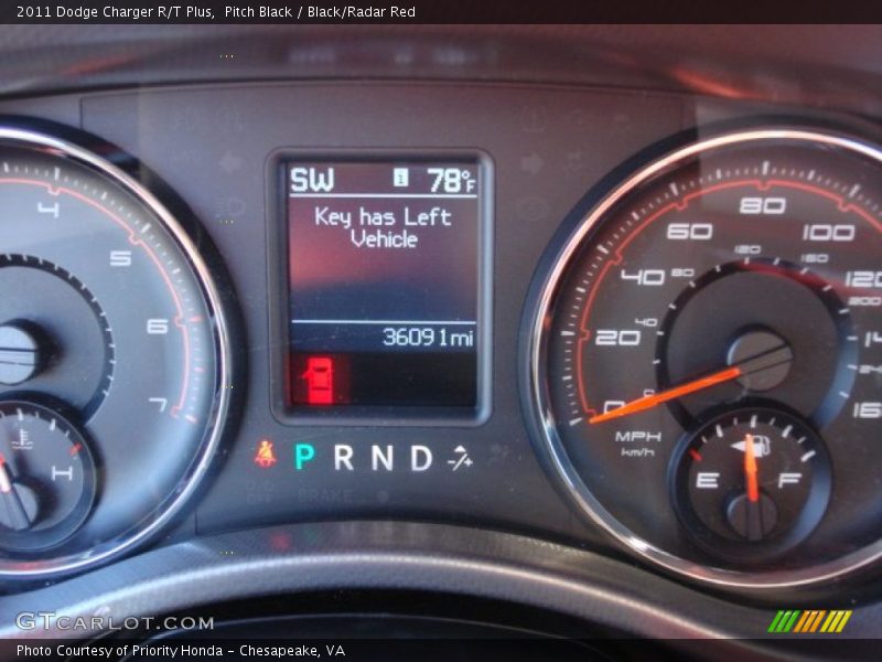 Pitch Black / Black/Radar Red 2011 Dodge Charger R/T Plus