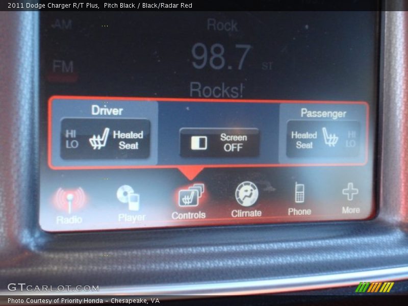 Pitch Black / Black/Radar Red 2011 Dodge Charger R/T Plus