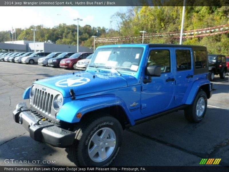 Hydro Blue Pearl / Black 2014 Jeep Wrangler Unlimited Sport 4x4