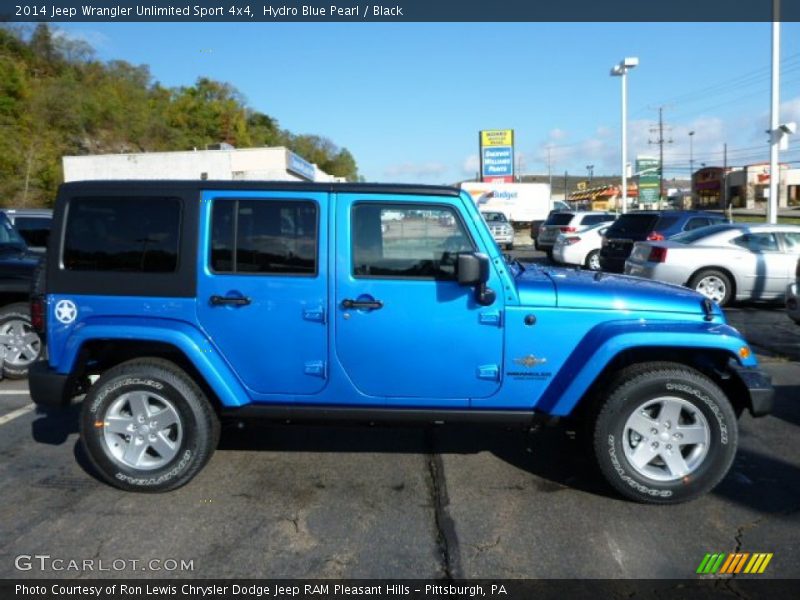 Hydro Blue Pearl / Black 2014 Jeep Wrangler Unlimited Sport 4x4