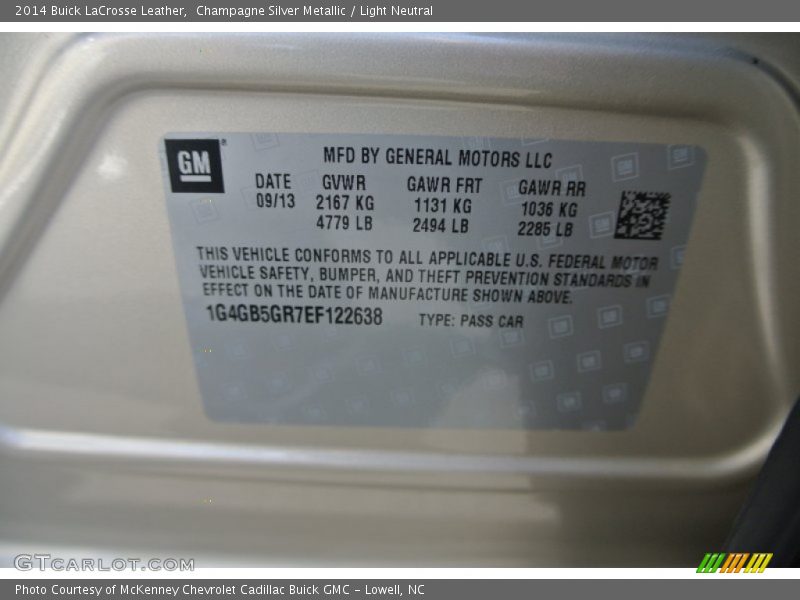 Champagne Silver Metallic / Light Neutral 2014 Buick LaCrosse Leather