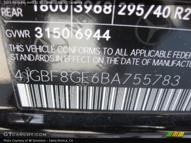 Black / Cashmere 2011 Mercedes-Benz GL 550 4Matic
