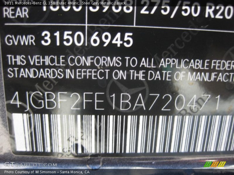 Steel Grey Metallic / Black 2011 Mercedes-Benz GL 350 Blutec 4Matic