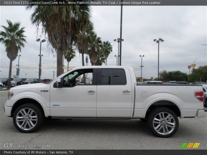 White Platinum Metallic Tri-Coat / Limited Unique Red Leather 2013 Ford F150 Limited SuperCrew 4x4