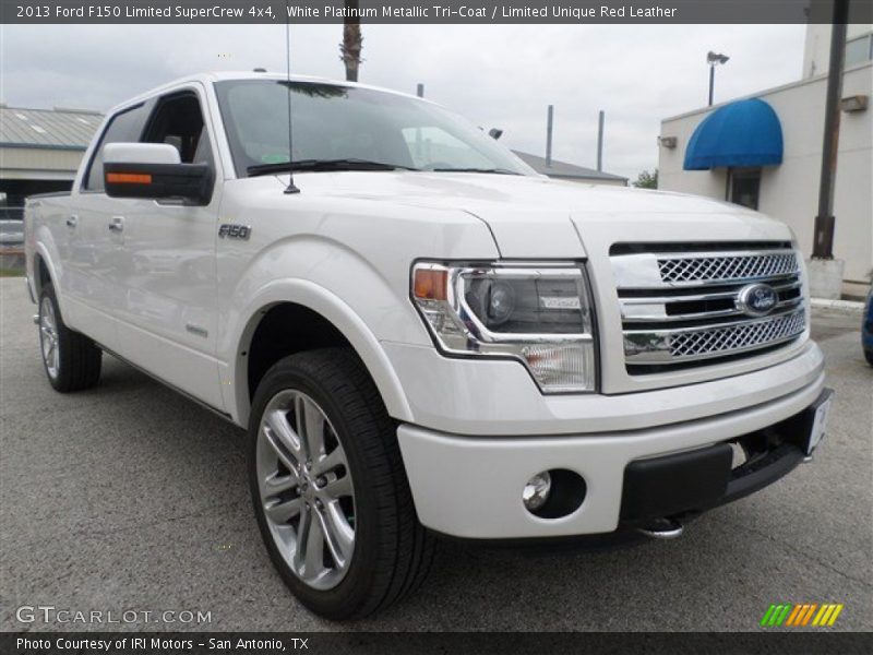 White Platinum Metallic Tri-Coat / Limited Unique Red Leather 2013 Ford F150 Limited SuperCrew 4x4