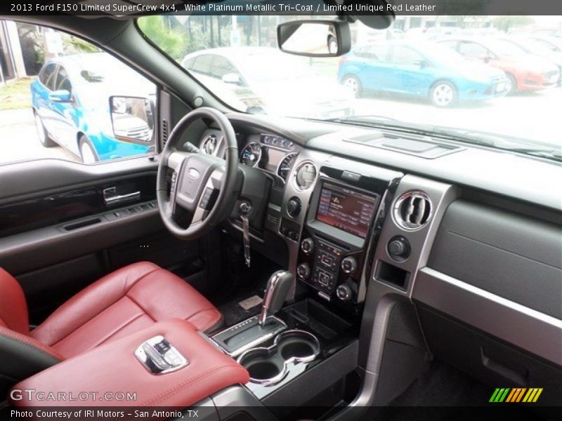 White Platinum Metallic Tri-Coat / Limited Unique Red Leather 2013 Ford F150 Limited SuperCrew 4x4