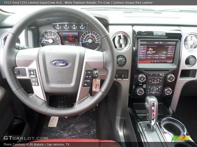 White Platinum Metallic Tri-Coat / Limited Unique Red Leather 2013 Ford F150 Limited SuperCrew 4x4