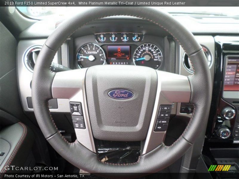 White Platinum Metallic Tri-Coat / Limited Unique Red Leather 2013 Ford F150 Limited SuperCrew 4x4