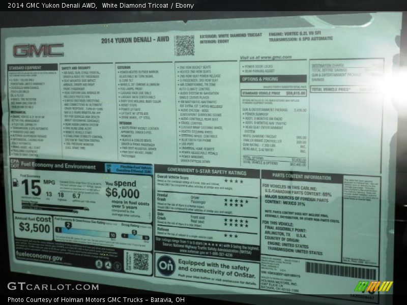 White Diamond Tricoat / Ebony 2014 GMC Yukon Denali AWD