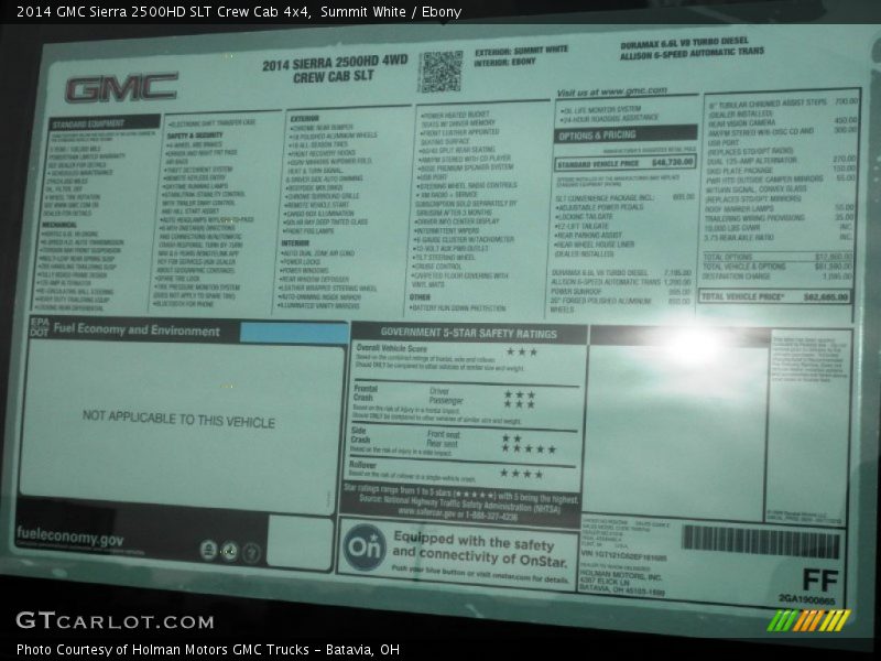  2014 Sierra 2500HD SLT Crew Cab 4x4 Window Sticker