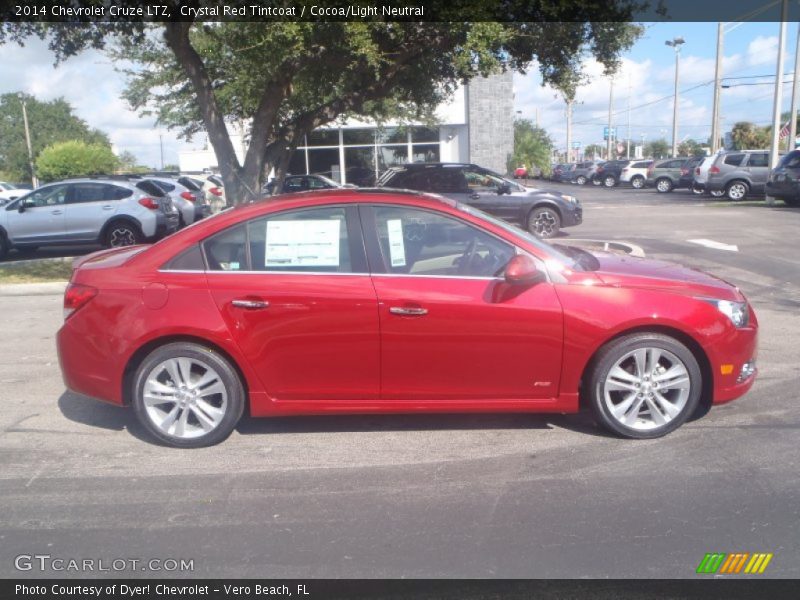 Crystal Red Tintcoat / Cocoa/Light Neutral 2014 Chevrolet Cruze LTZ
