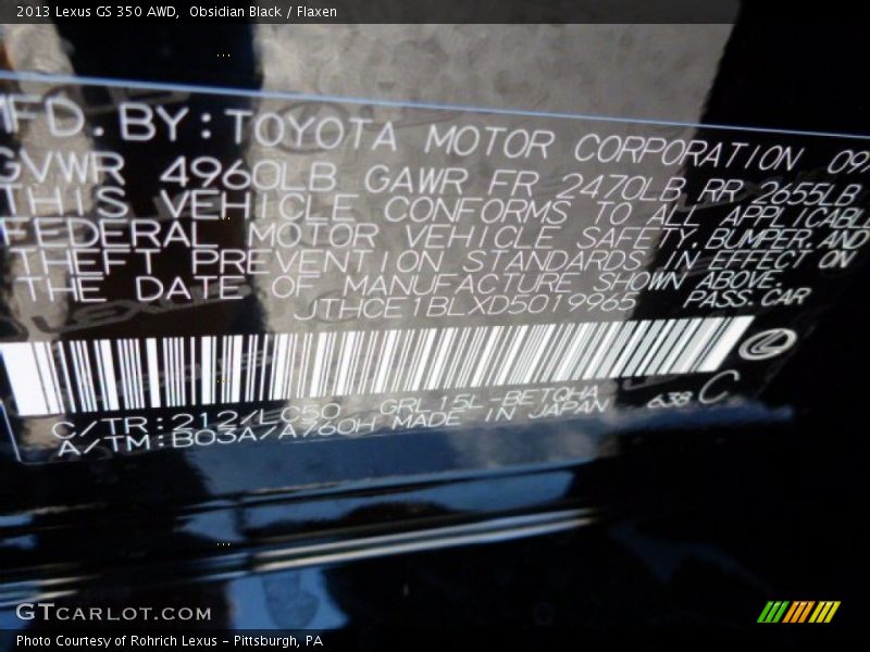 Obsidian Black / Flaxen 2013 Lexus GS 350 AWD