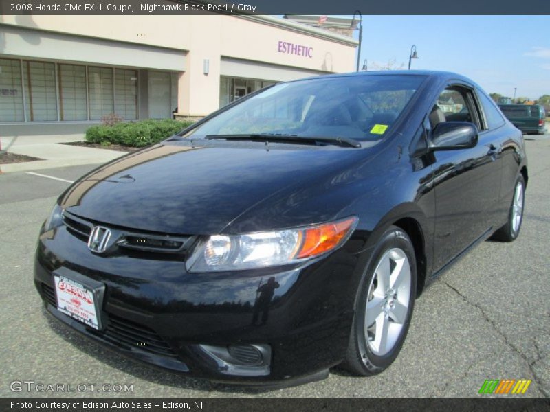 Nighthawk Black Pearl / Gray 2008 Honda Civic EX-L Coupe