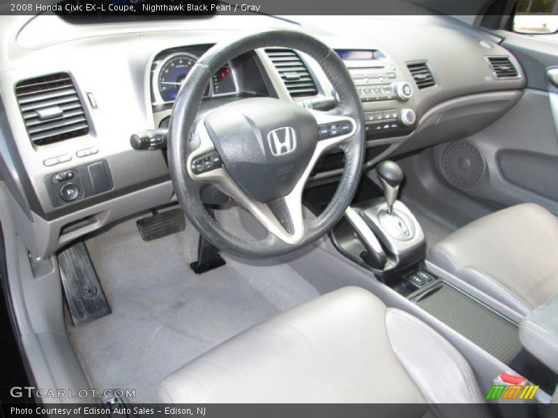 Nighthawk Black Pearl / Gray 2008 Honda Civic EX-L Coupe