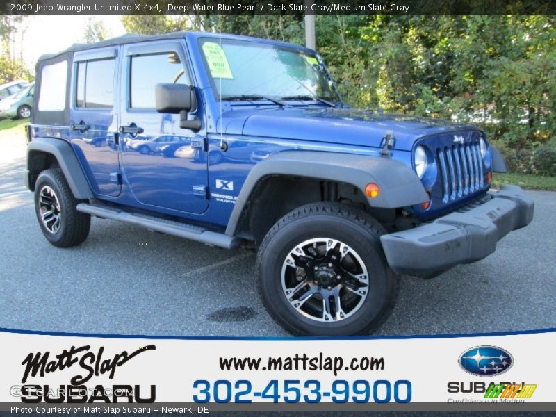 Deep Water Blue Pearl / Dark Slate Gray/Medium Slate Gray 2009 Jeep Wrangler Unlimited X 4x4